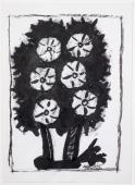 M.Ángeles Ortiz, "Maceta con flores" ink on paper 26,9 x 19,5 cm.