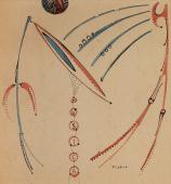 Moisès Villèlia, 'Sin título', 1962 lápices de colores y tinta sobre papel 20,3 x 19 cm 