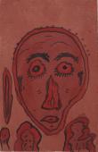 Gaston Chaissac "Portrait aux yeux ronds" 1941 gouache on paper 24 x 15,5 cm