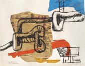 Le Corbusier, "Corde et verres", 1954, collage, gouache y carboncillo sobre papel 48 x 62 cm