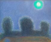M.Ángeles Ortiz, "Paisaje nocturno, luna llena", 1977 oli sobre tela 100 x 81 cm.
