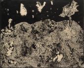 Jean Dubuffet, "Paysage aux nuages tachetés", 1955 tinta sobre papel 50 x 62,5 cm.