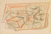 Juan Gris, 'Verre, pipe et boites' 1924 sanguina y carboncillo sobre papel 25,7 x 31,4 cm