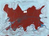 Antoni Tàpies "Ondulacions blaves" 1971 acrílico y lápiz sobre papel sobre madera 64,8 x 88,9 cm