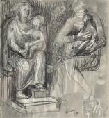 Henry Moore, "Madonna and child studies", 1943 wax crayons, ink and charcoal on paper 19,1 x 17,5 cm