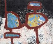 Jaume Sans, "Sin título'", 1954-1957 óleo sobre madera 59,5 x 72,5 cm