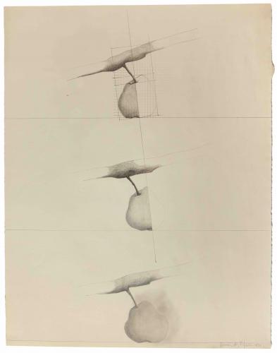 Hernández Pijuan, 'Tres pomes-2' 1970 pencil and watercolor on paper Arches 64,1 x 49,9 cm