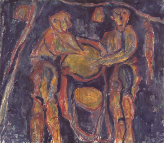 Luis Claramunt, "Tintoreros negros", 1986 oil on canvas 130 x 148 cm