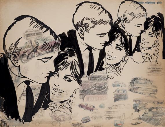 Ana Peters, 'El carro de Venus', 1966 frottage, acrylic on paper on tablex 100 x 130 cm