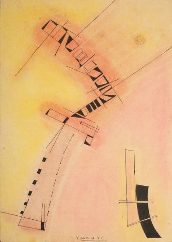 Moisès Villèlia, 'Sense títol', 1958 tinta i pastel sobre cartolina 33,9 x 23,7 cm